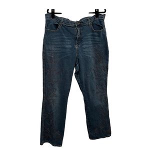 Younique Embroidered Boho Hippie Medium Wash High Rise Jeans Womens Size 20